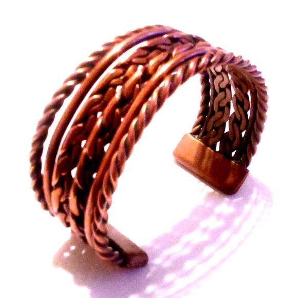 Vintage Twisted Copper Cuff Bracelet - Picture 3 of 6
